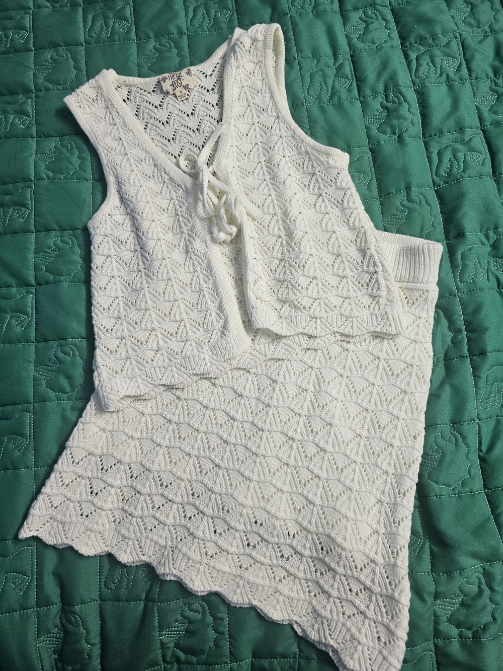 White Crochet Knit Two-Piece
